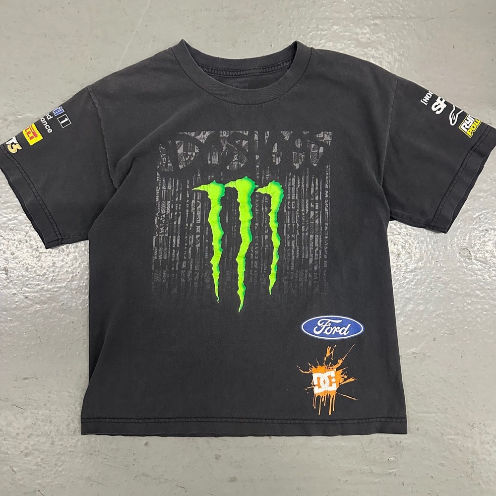 DC Shoes Mens Monster Energy Ford Racing T-Shirt Small Black Preowned Graphic